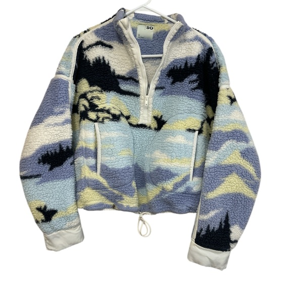 SO Jackets & Blazers - SO Women's Scenic Blue and Cream Fleece
